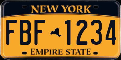 NY license plate FBF1234