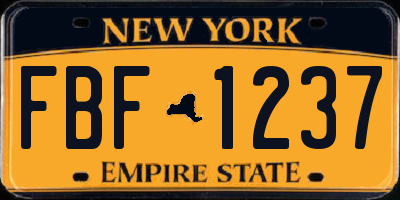 NY license plate FBF1237