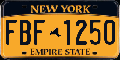 NY license plate FBF1250