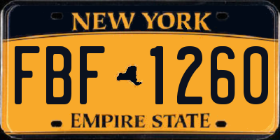 NY license plate FBF1260