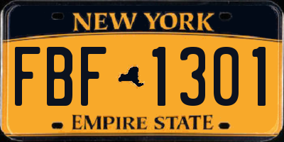NY license plate FBF1301