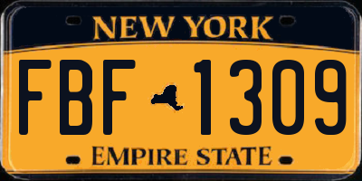 NY license plate FBF1309