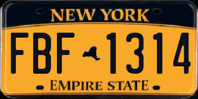 NY license plate FBF1314