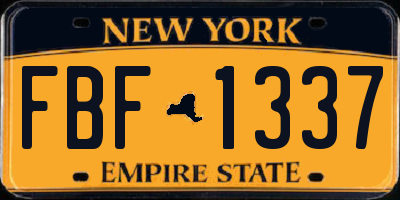 NY license plate FBF1337