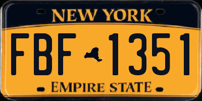 NY license plate FBF1351
