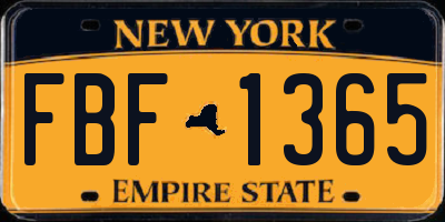 NY license plate FBF1365