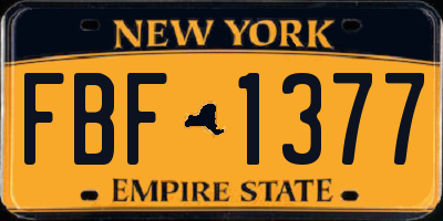 NY license plate FBF1377