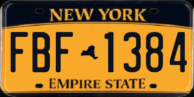 NY license plate FBF1384
