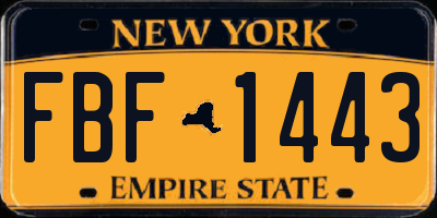 NY license plate FBF1443
