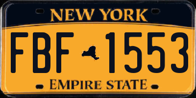 NY license plate FBF1553