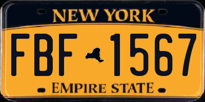 NY license plate FBF1567