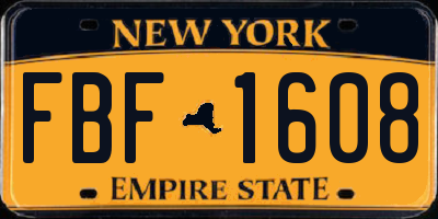 NY license plate FBF1608