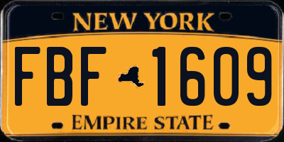 NY license plate FBF1609