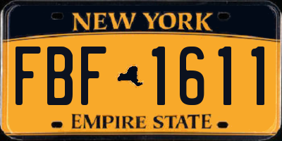 NY license plate FBF1611