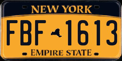 NY license plate FBF1613