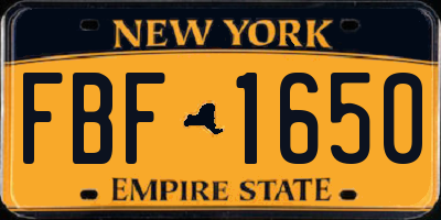 NY license plate FBF1650