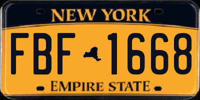 NY license plate FBF1668