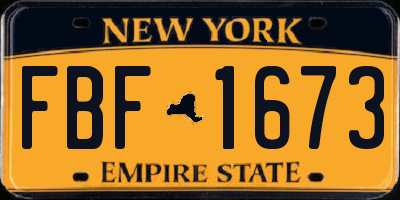 NY license plate FBF1673