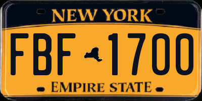NY license plate FBF1700