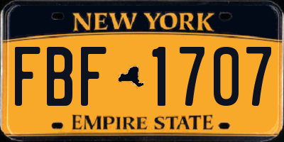 NY license plate FBF1707