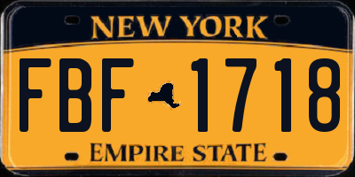 NY license plate FBF1718