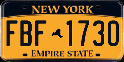 NY license plate FBF1730
