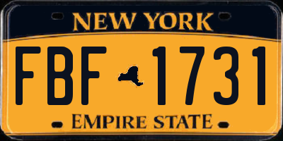 NY license plate FBF1731