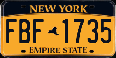 NY license plate FBF1735