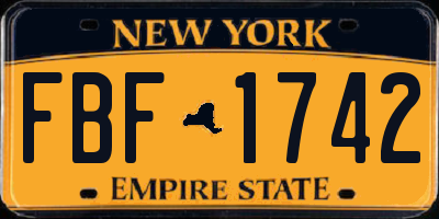 NY license plate FBF1742