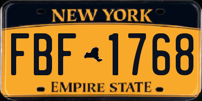 NY license plate FBF1768