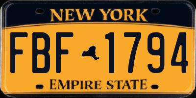 NY license plate FBF1794