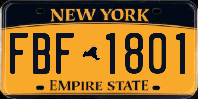 NY license plate FBF1801