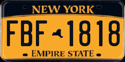 NY license plate FBF1818