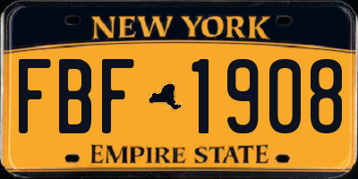 NY license plate FBF1908