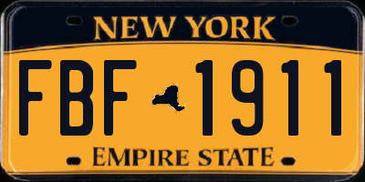 NY license plate FBF1911