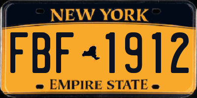 NY license plate FBF1912