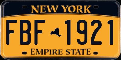 NY license plate FBF1921