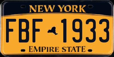 NY license plate FBF1933