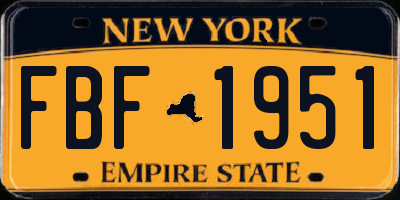 NY license plate FBF1951