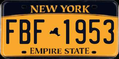 NY license plate FBF1953