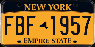 NY license plate FBF1957