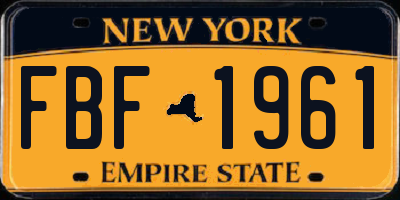 NY license plate FBF1961