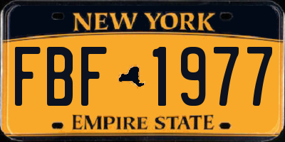 NY license plate FBF1977