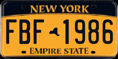 NY license plate FBF1986