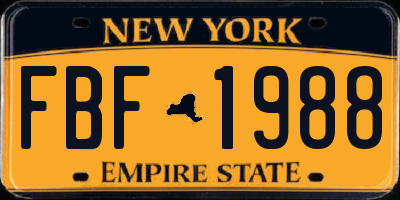 NY license plate FBF1988