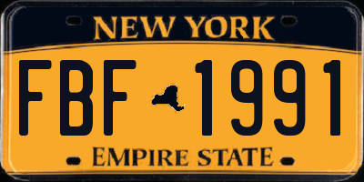 NY license plate FBF1991