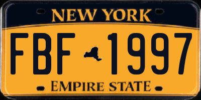 NY license plate FBF1997