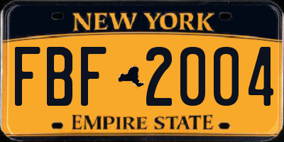 NY license plate FBF2004