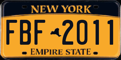NY license plate FBF2011