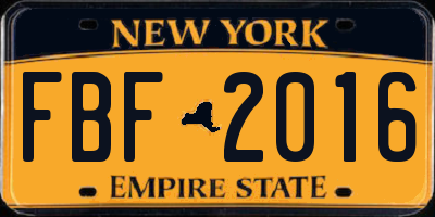 NY license plate FBF2016